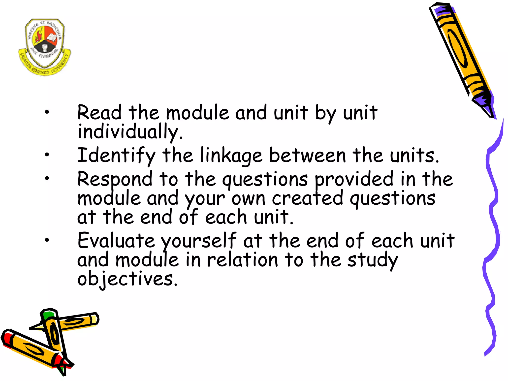A study guide for Distance Learners