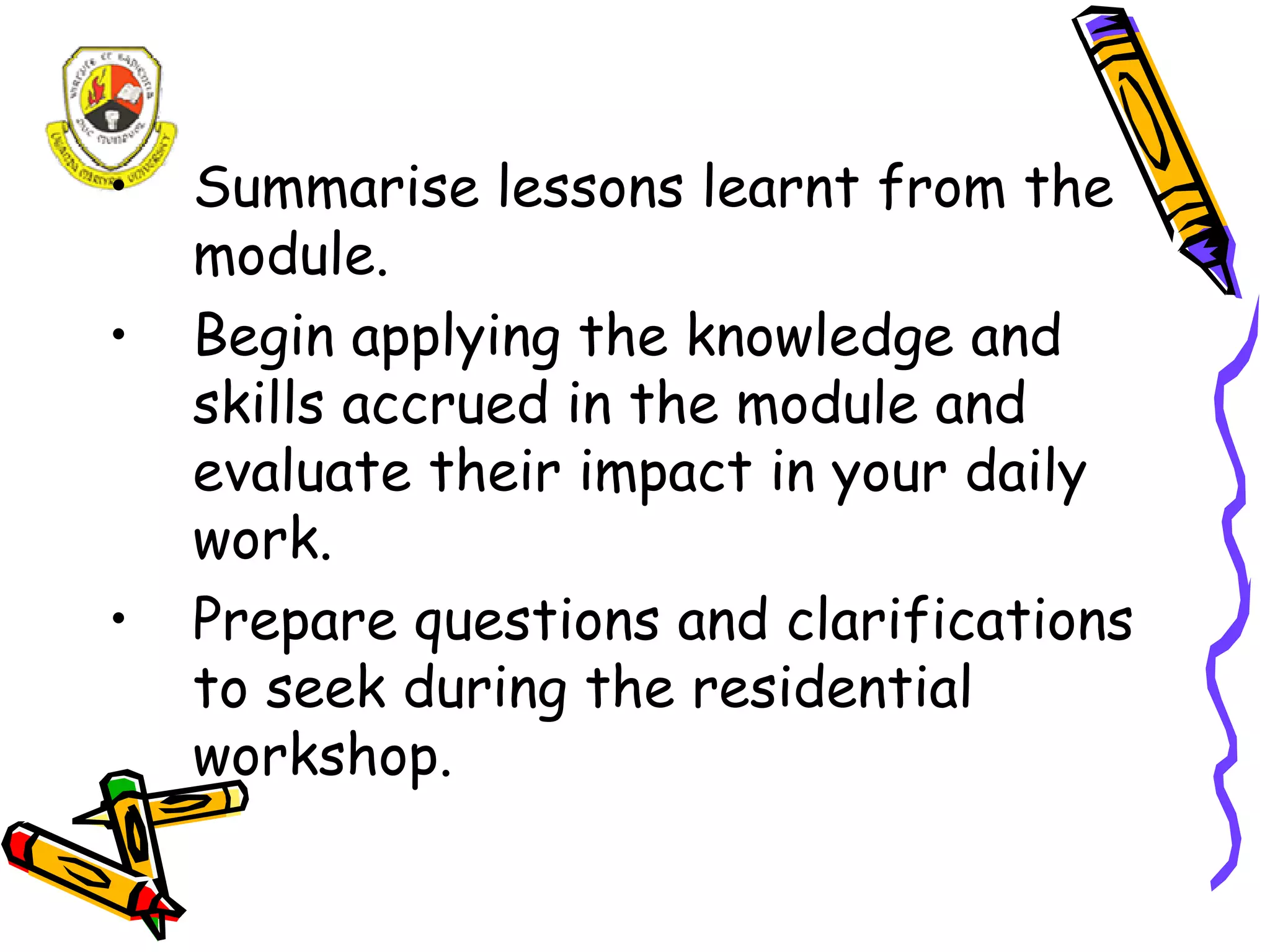 A study guide for Distance Learners