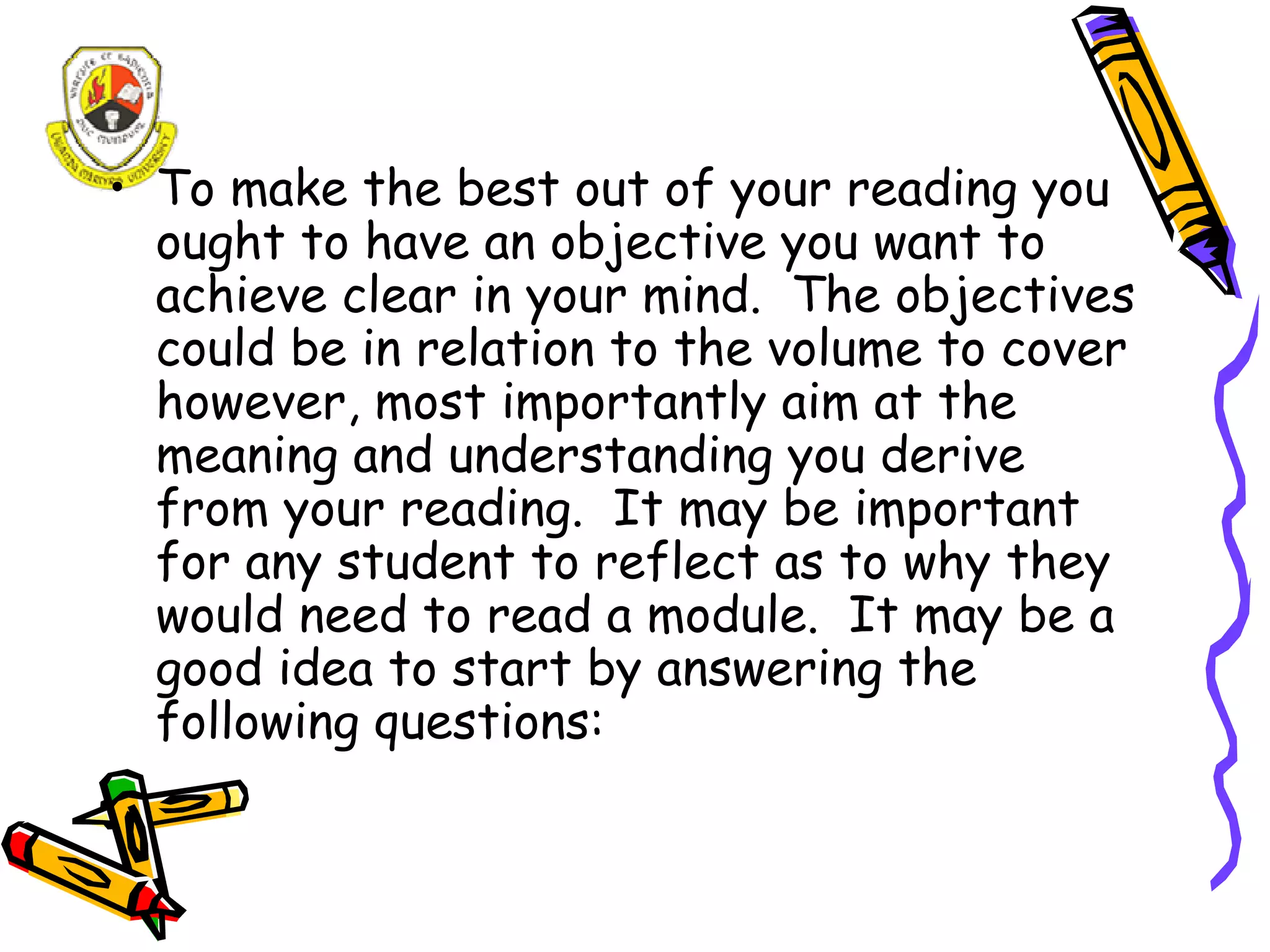 A study guide for Distance Learners