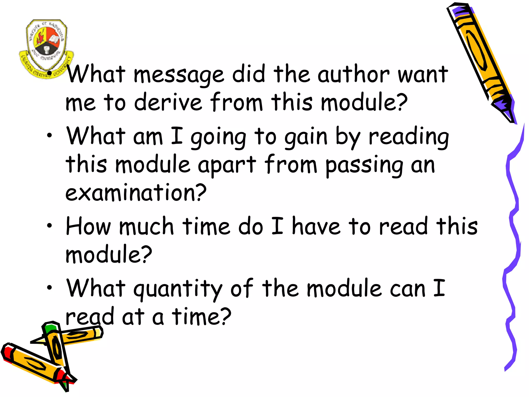 A study guide for Distance Learners