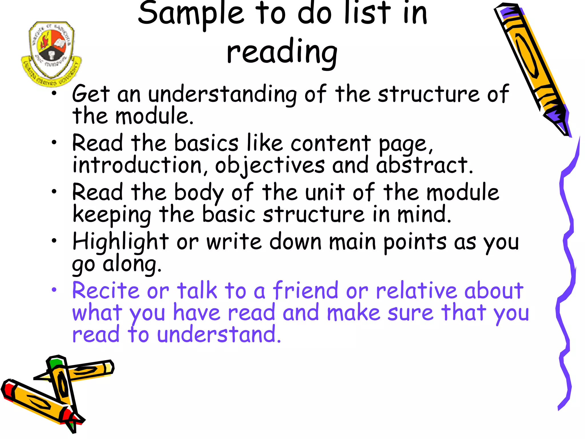 A study guide for Distance Learners