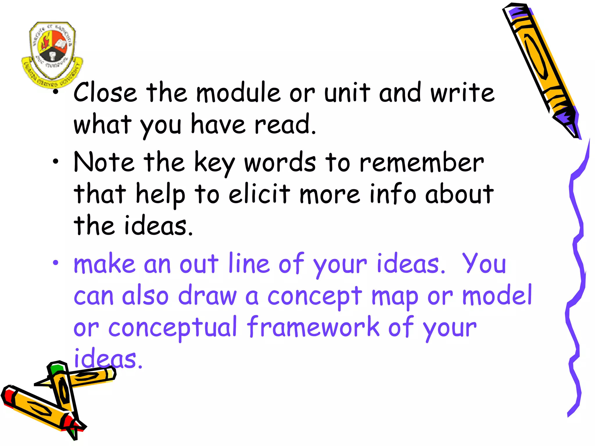 A study guide for Distance Learners