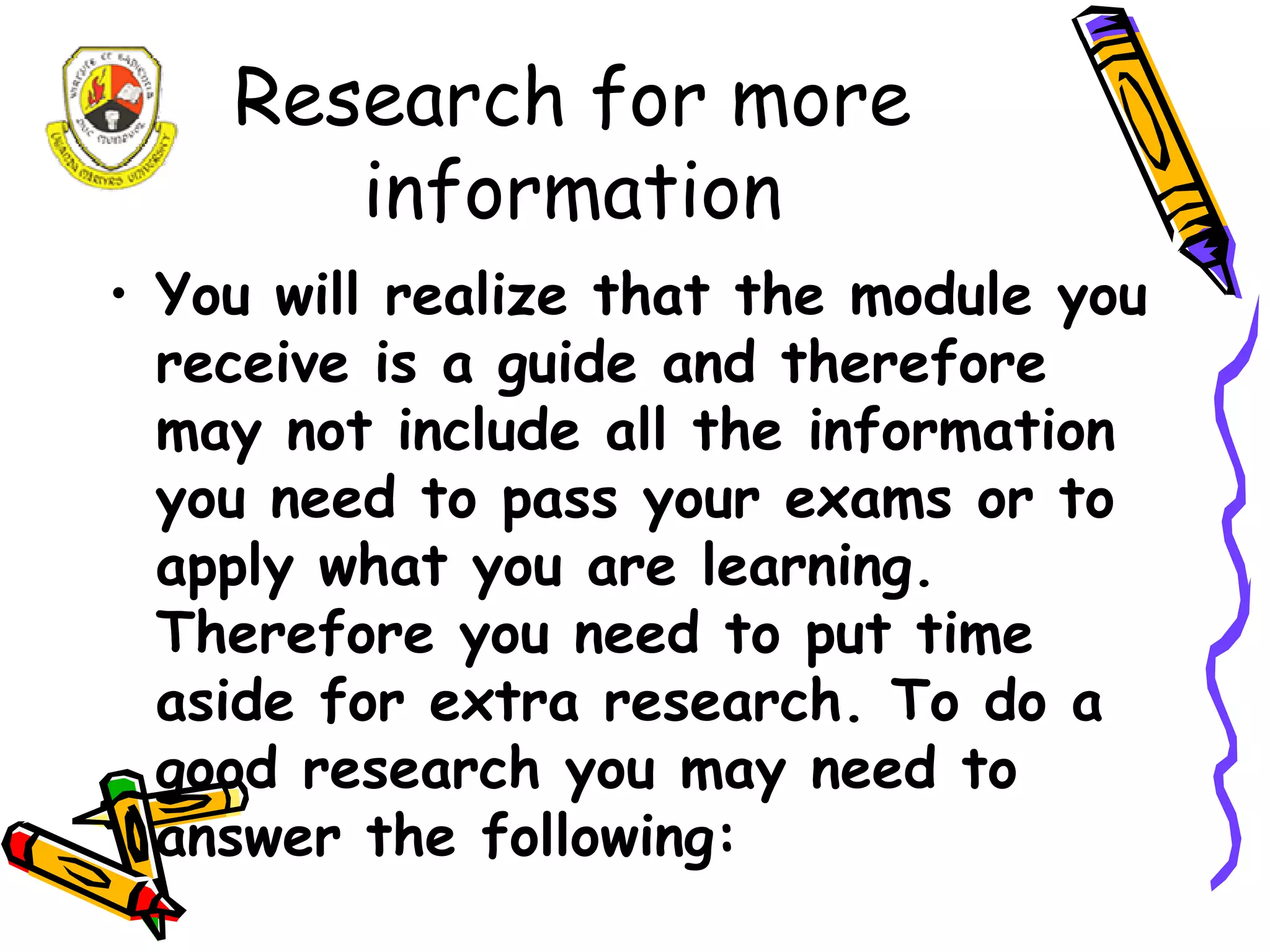 A study guide for Distance Learners