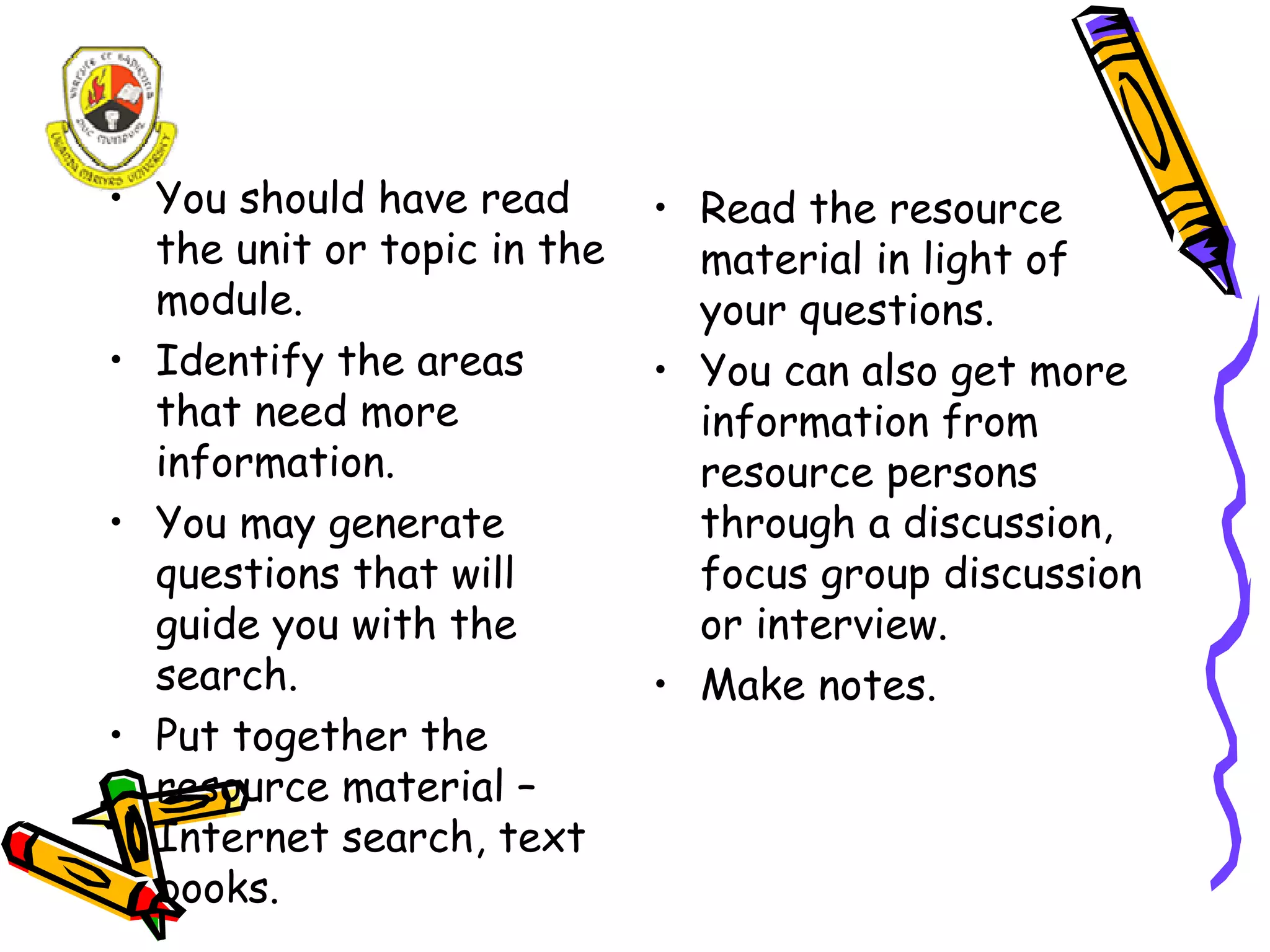 A study guide for Distance Learners