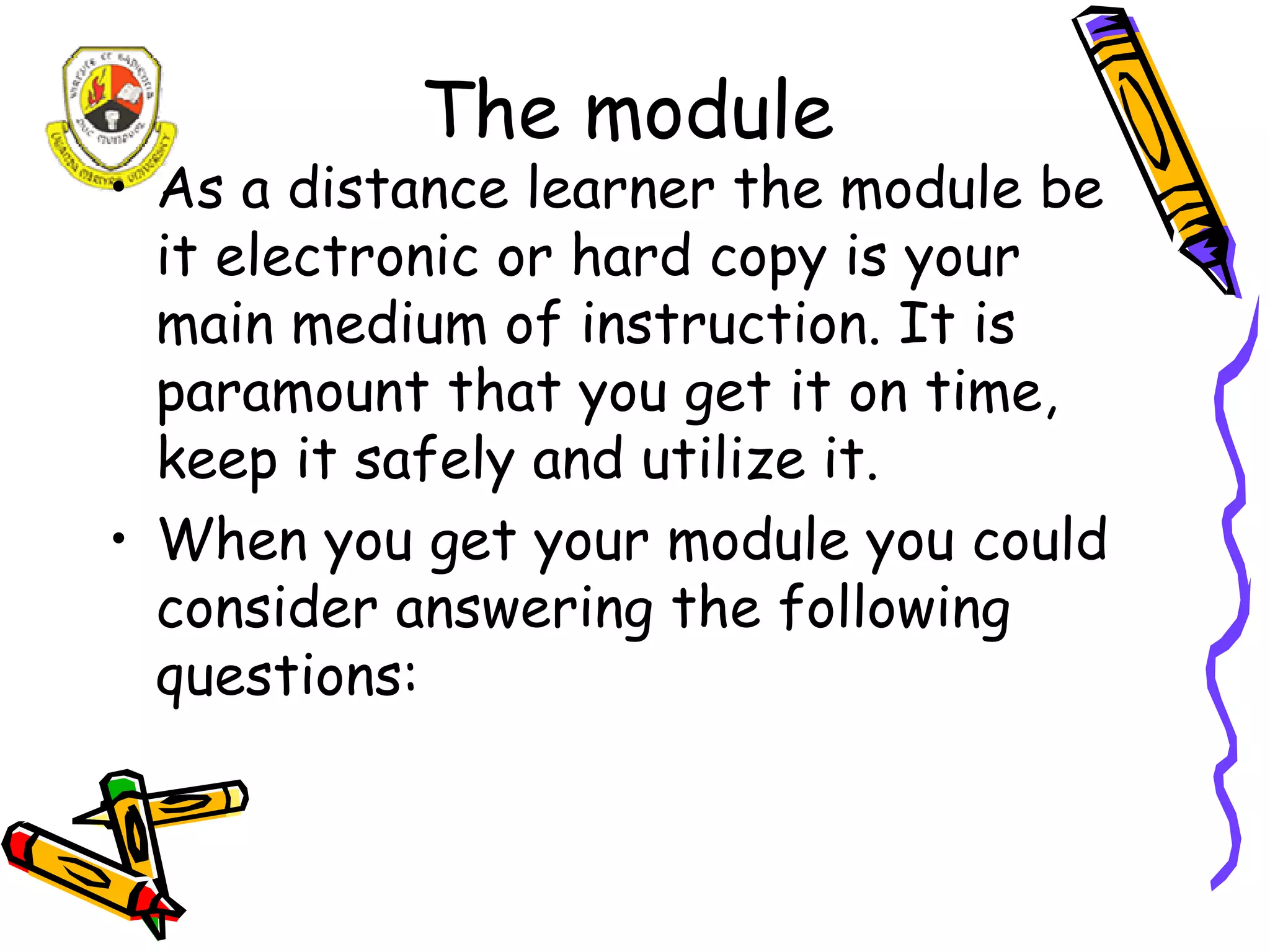 A study guide for Distance Learners