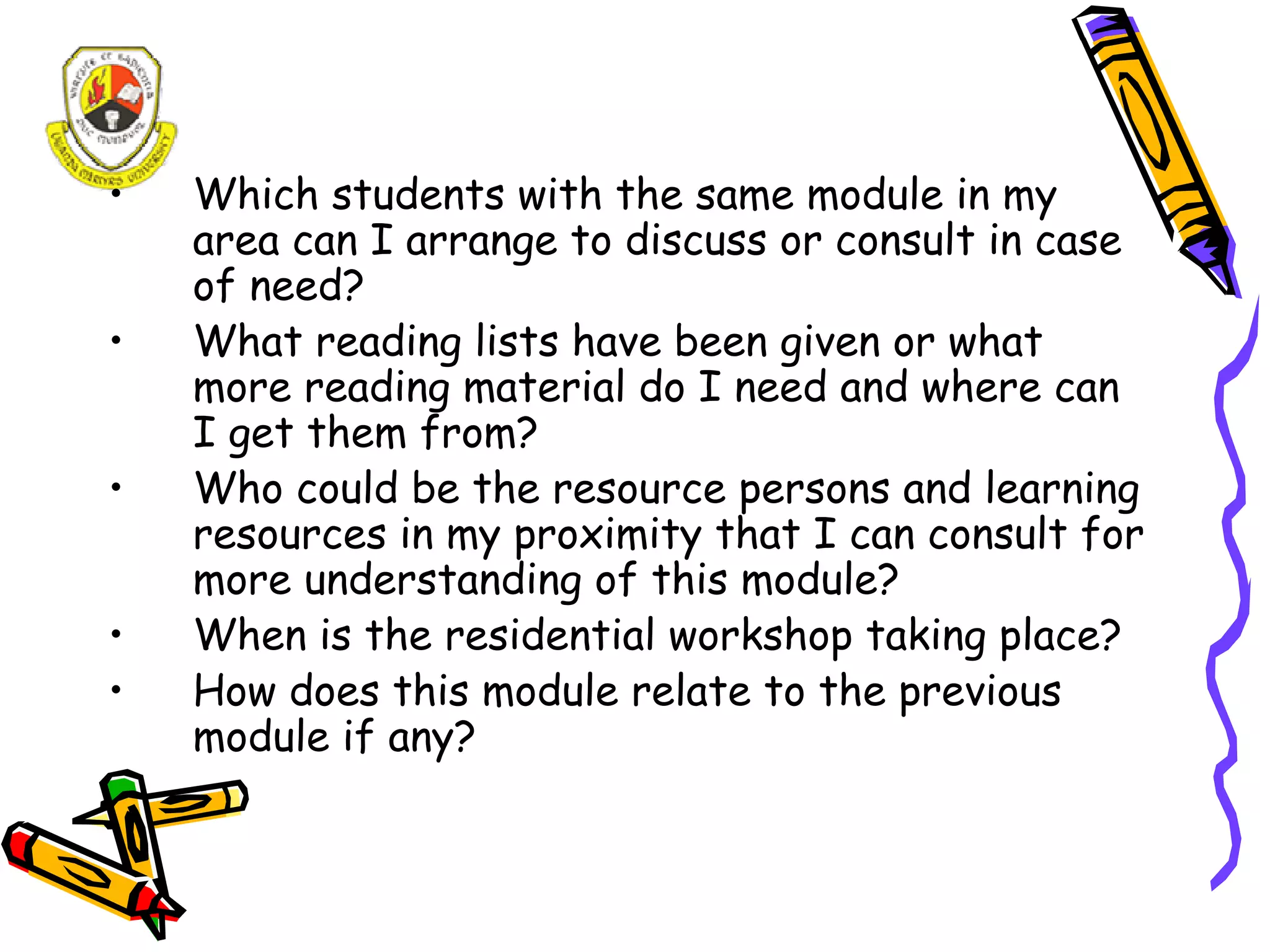 A study guide for Distance Learners