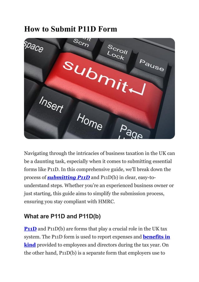 How to Submit P11D Form in the UK: Easy Guide | PDF