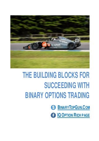 THE BUILDING BLOCKS FOR
SUCCEEDING WITH
BINARY OPTIONS TRADING
BINARYTOPGUN.COM
IQ OPTION RICH PAGE
 
