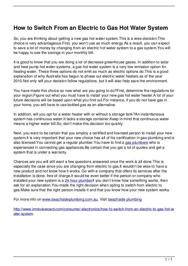 How to Switch From an Electric to Gas Hot Water System