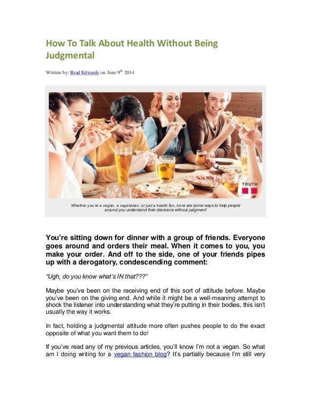 How To Talk About Health Without Being Judgmental