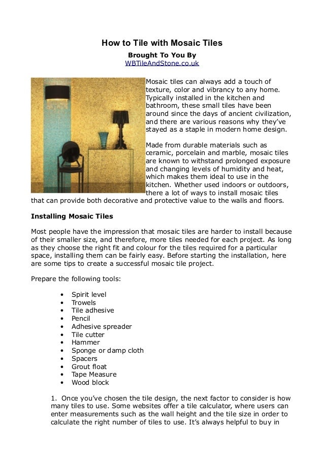 How To Tile With Mosaic Tiles