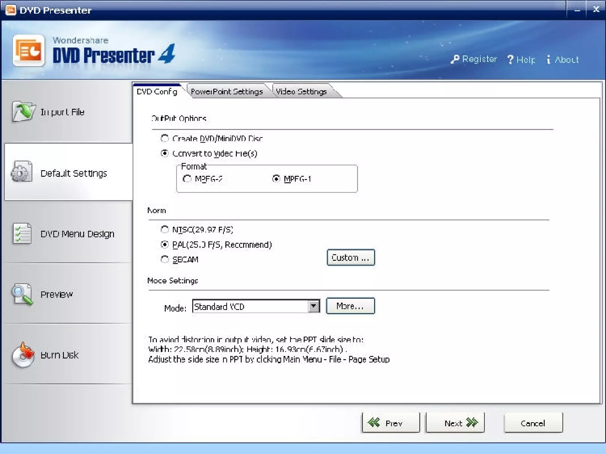 Set default settings 