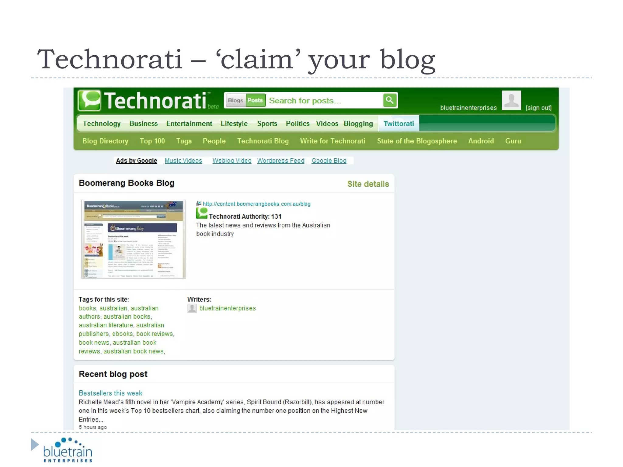 Technorati – ‘claim’ your blog 