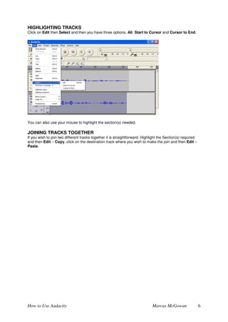How To Use Audacity Guide Handout