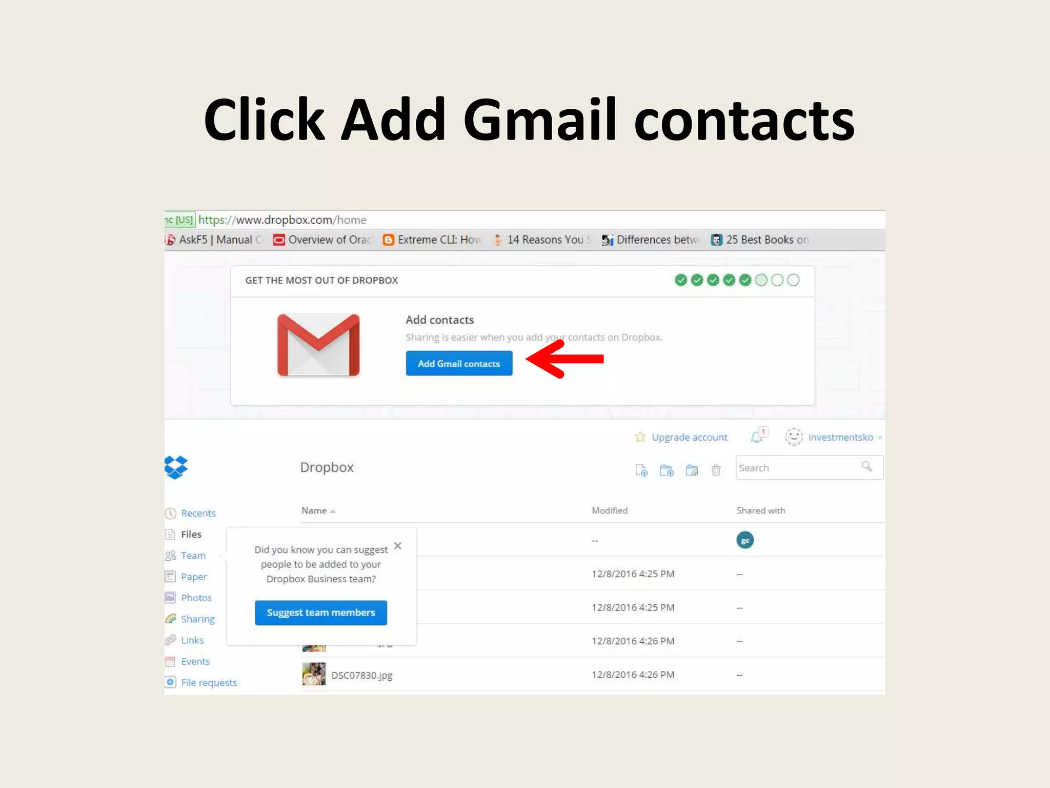 Click Add Gmail contacts
 