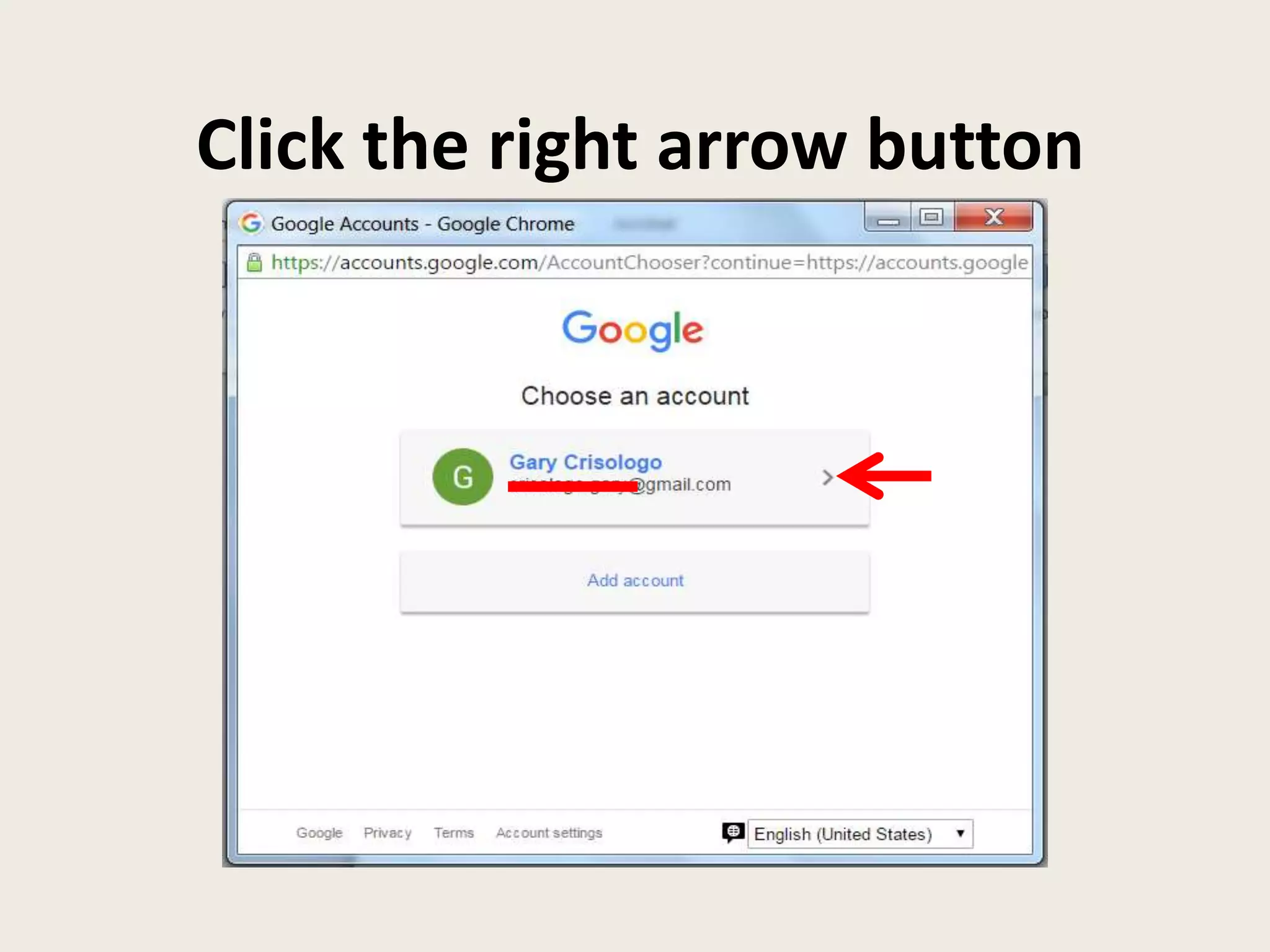 Click the right arrow button
 