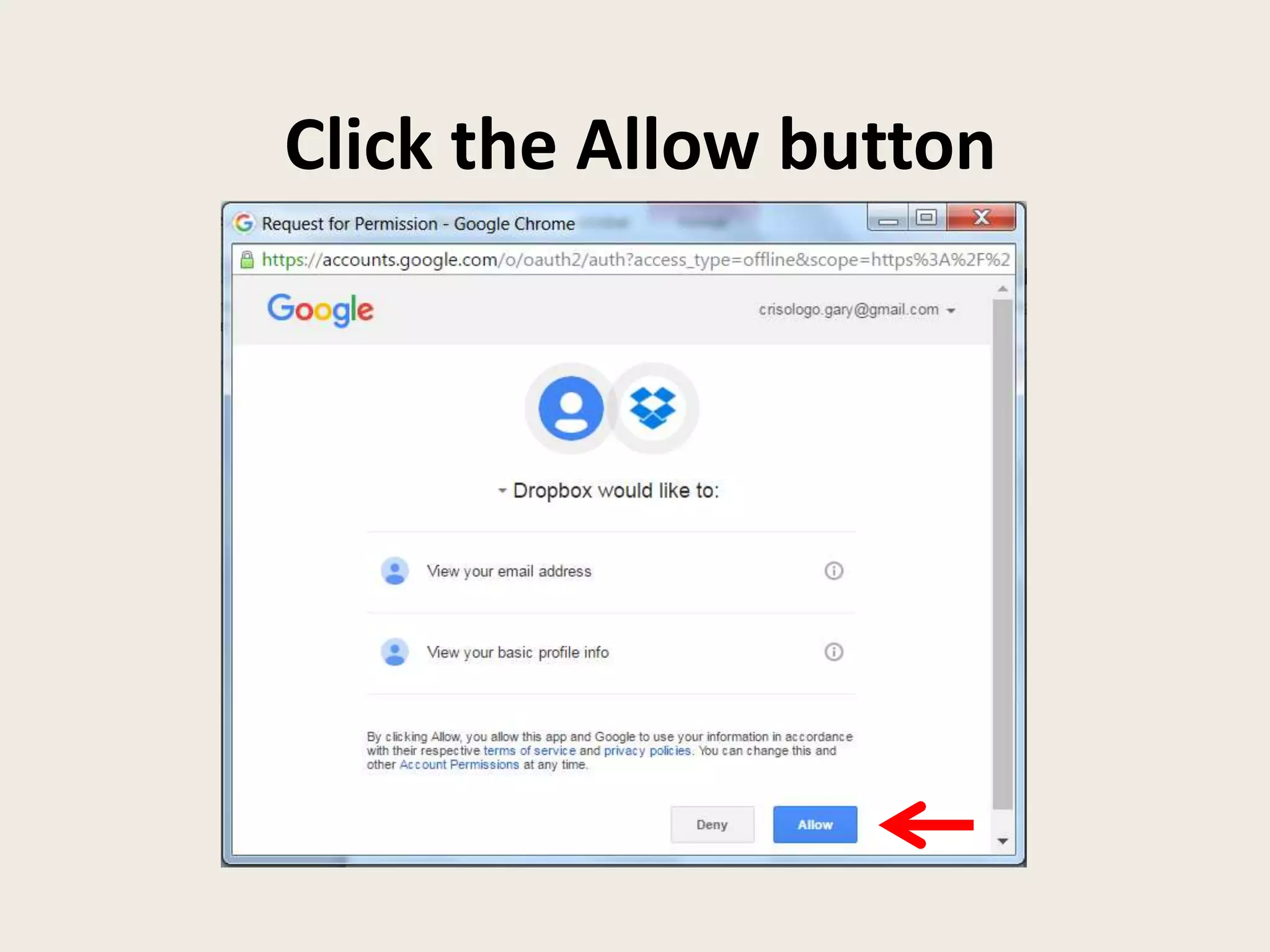 Click the Allow button
 