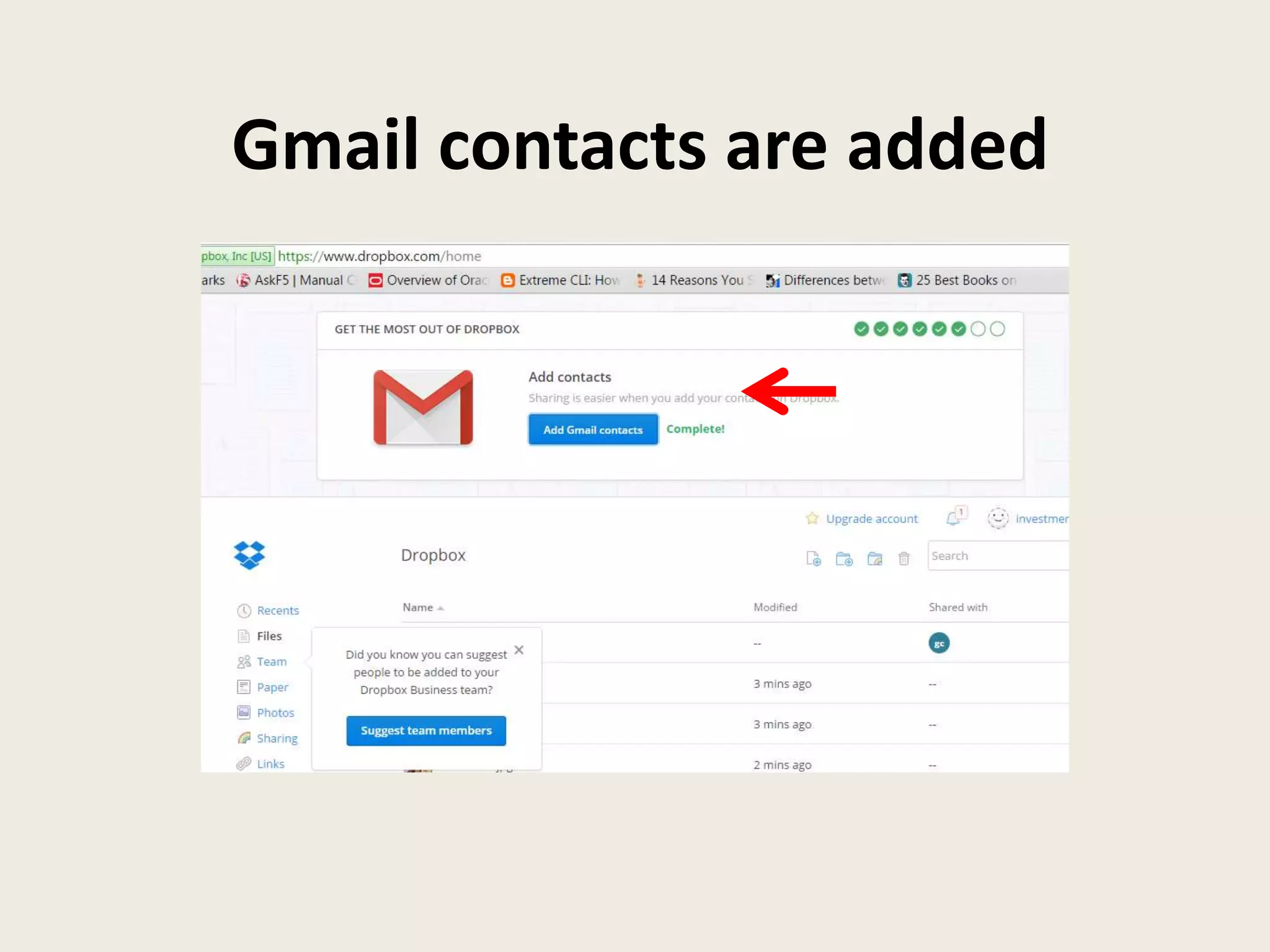 Gmail contacts are added
 