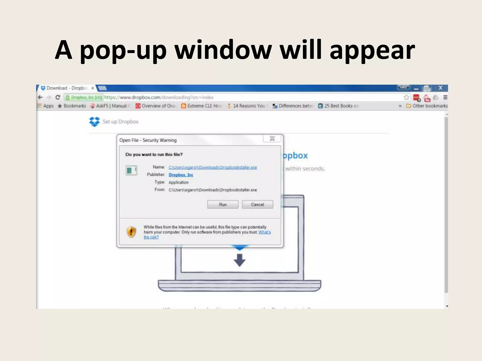 A pop-up window will appear
 