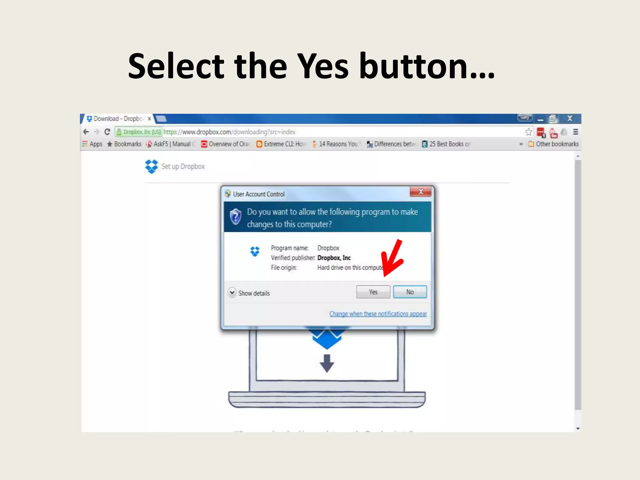 Select the Yes button…
 
