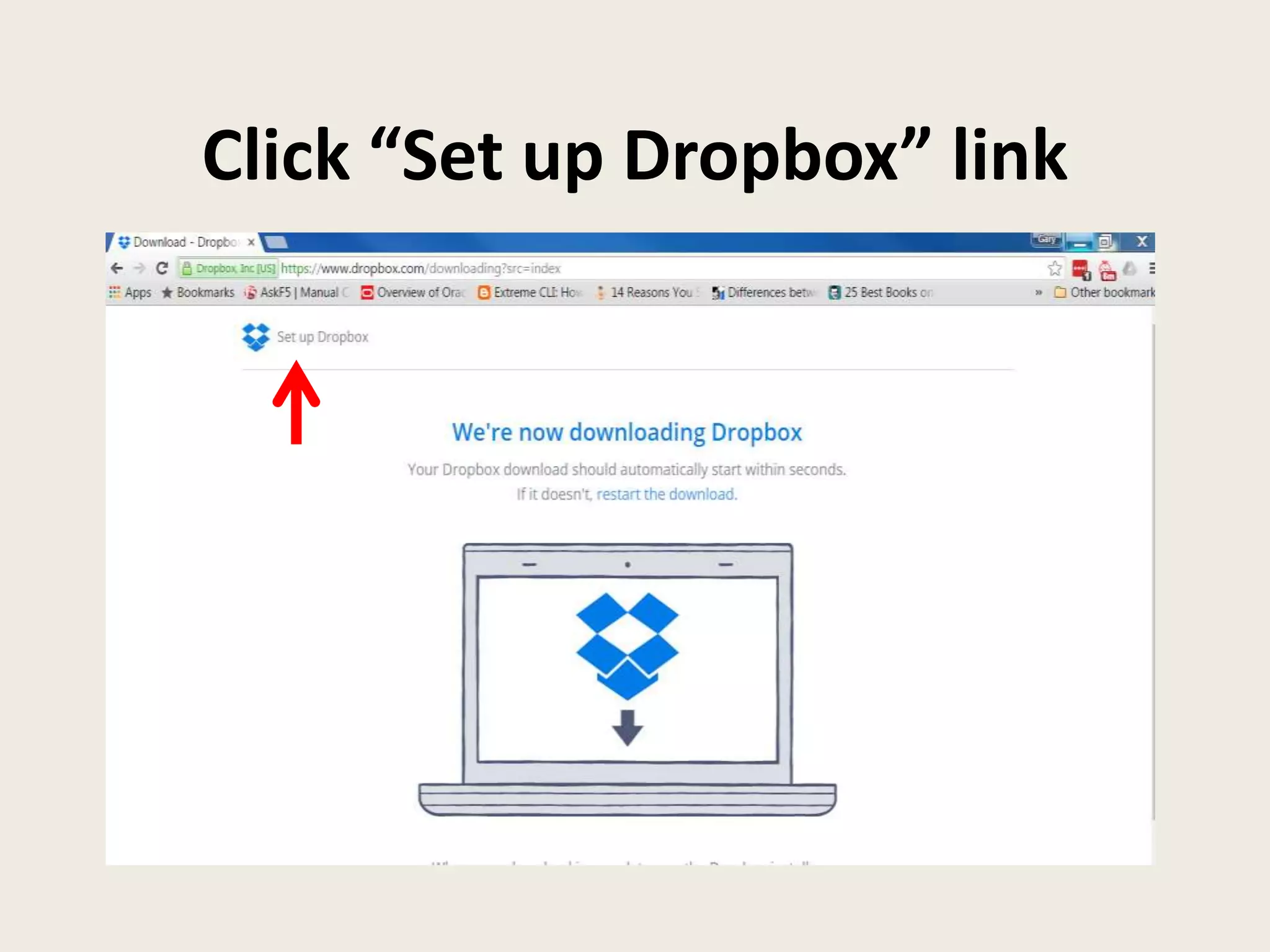 Click “Set up Dropbox” link
 