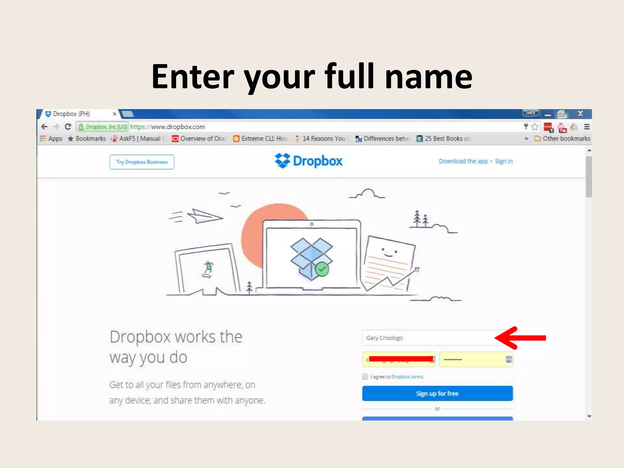 Enter your full name
 