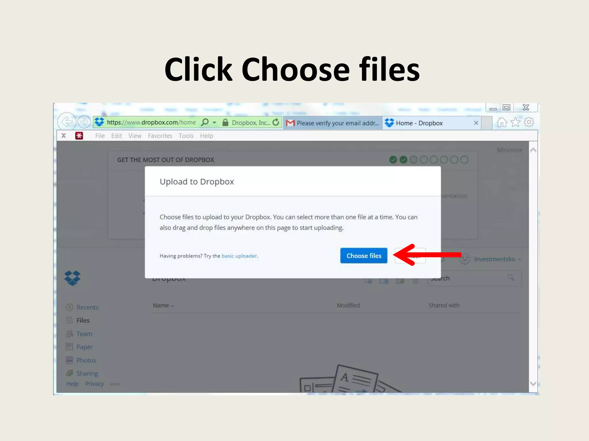 Click Choose files
 