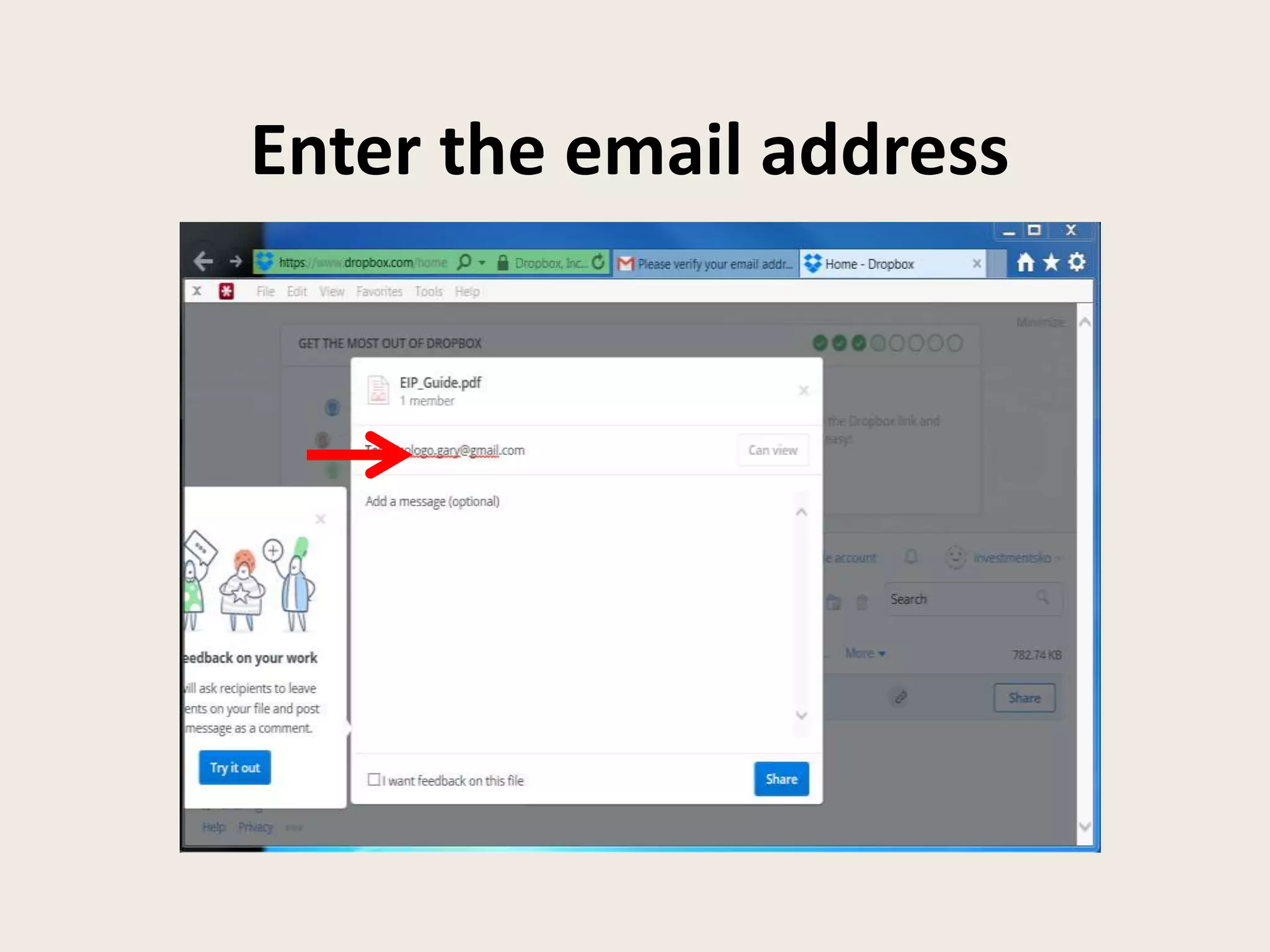 Enter the email address
 