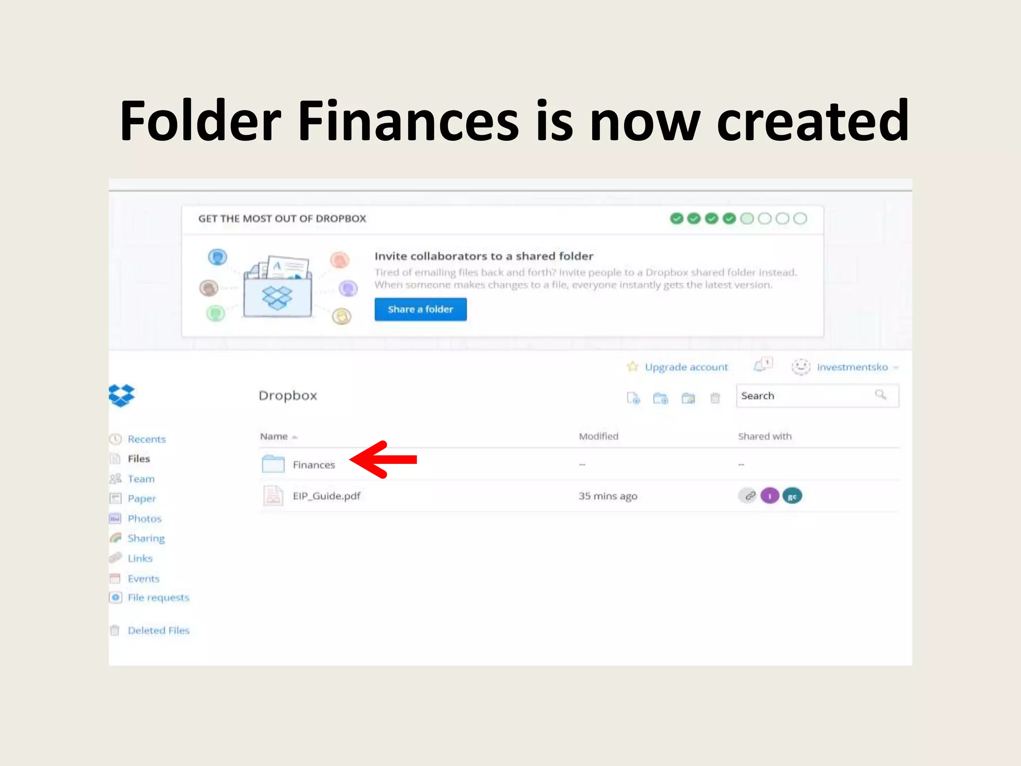Folder Finances is now created
 