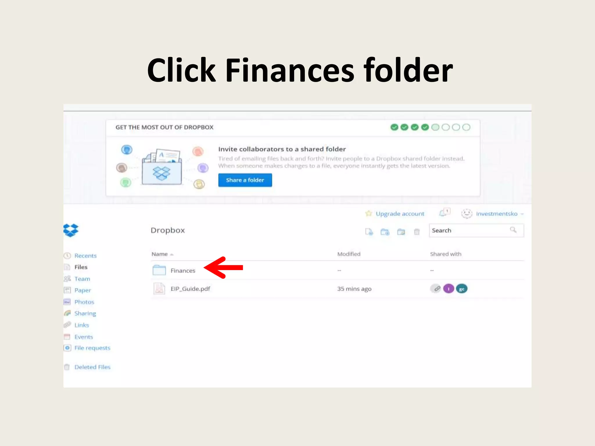 Click Finances folder
 