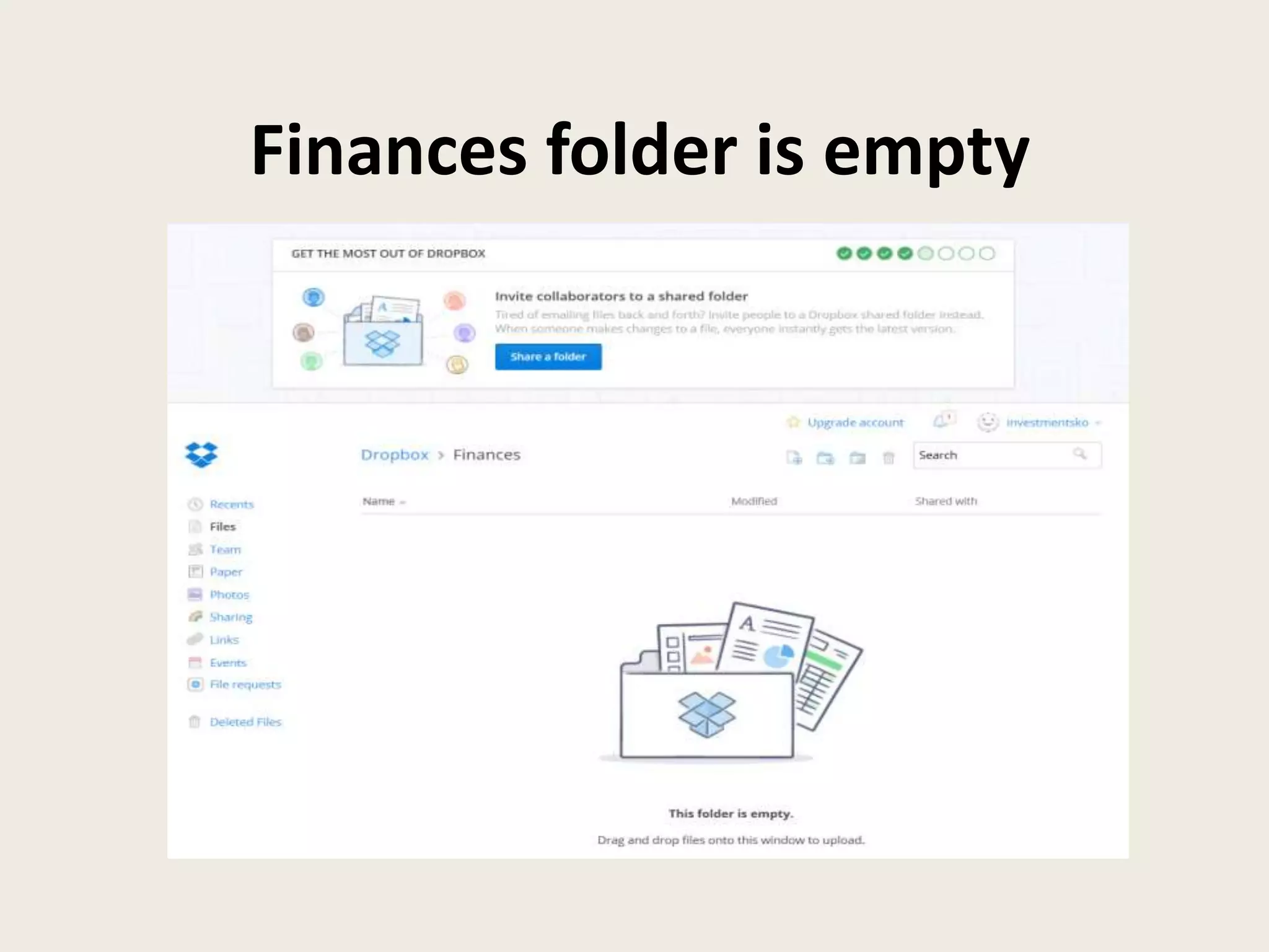 Finances folder is empty
 