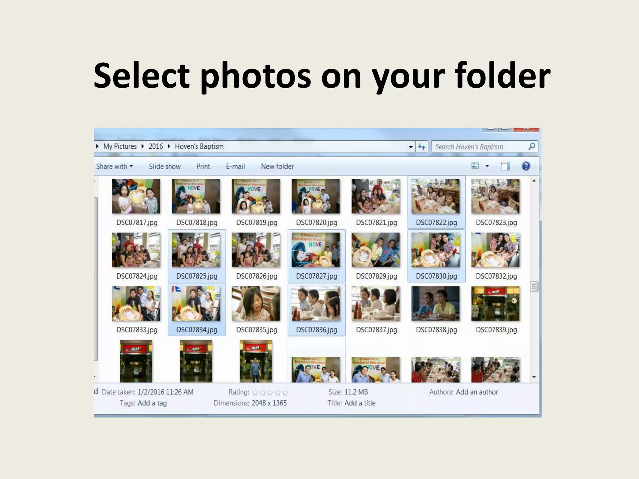 Select photos on your folder
 