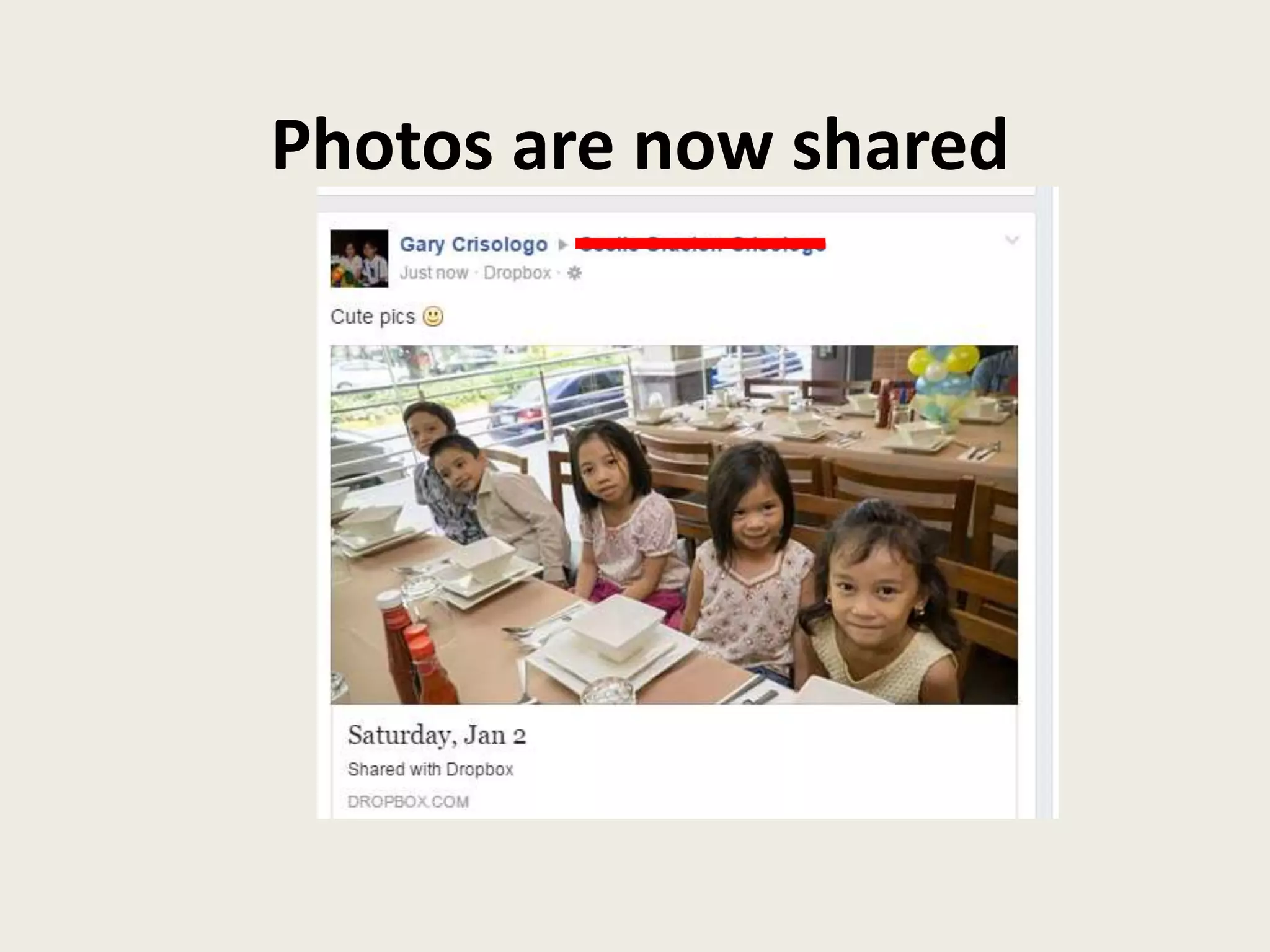 Photos are now shared
 