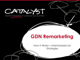 GDN Remarketing
How It Works + Intermediate List
Strategies

 