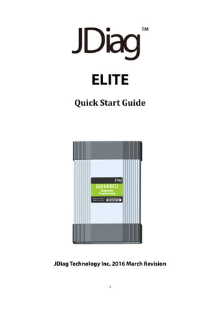 1
ELITE
Quick Start Guide
JDiag Technology Inc. 2016 March Revision
 