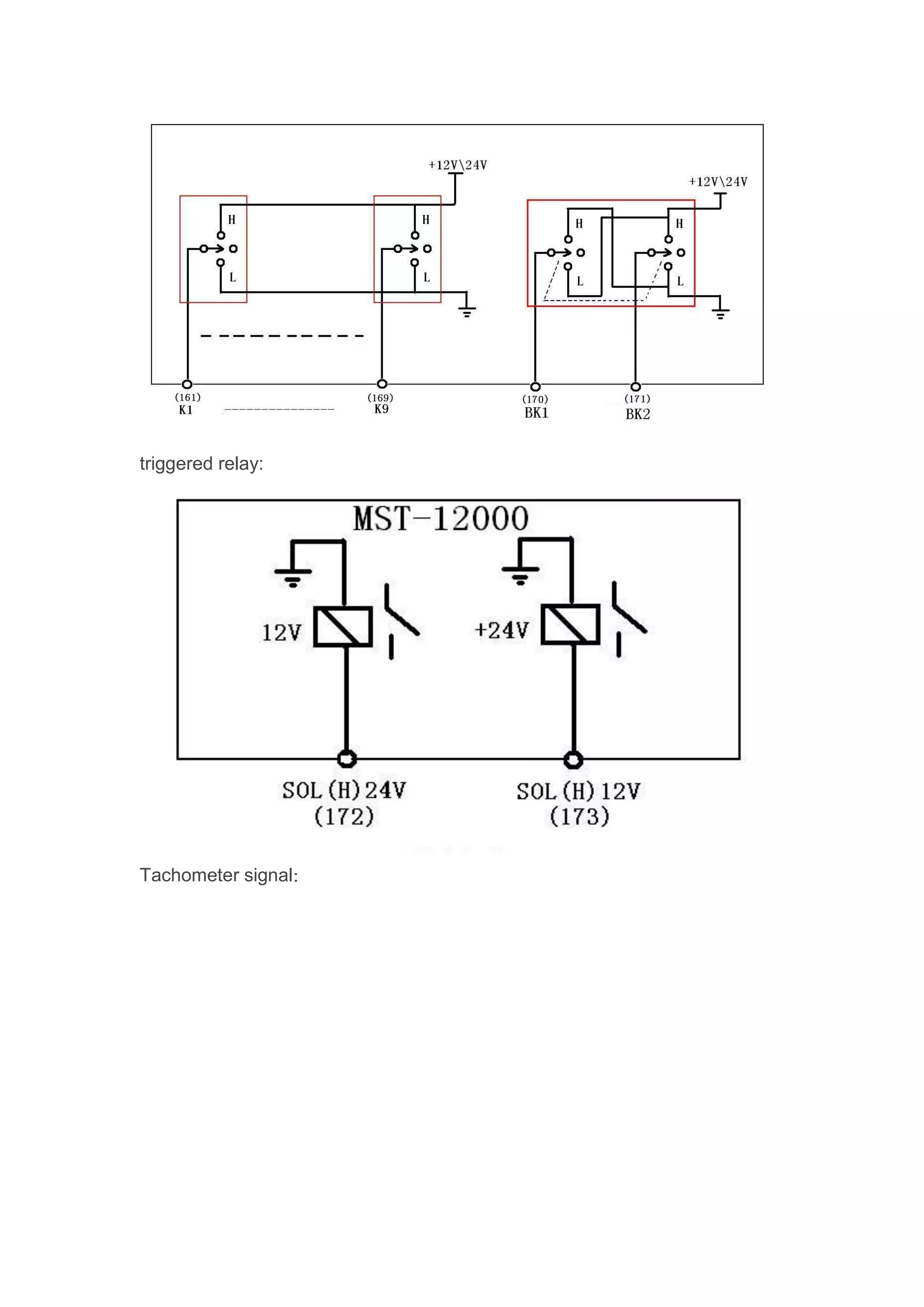 triggered relay:
Tachometer signal：
 