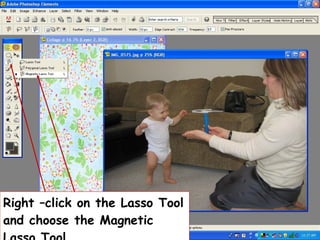 Right –click on the Lasso Tool and choose the Magnetic Lasso Tool 