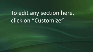 To edit any section here,
click on “Customize”
 