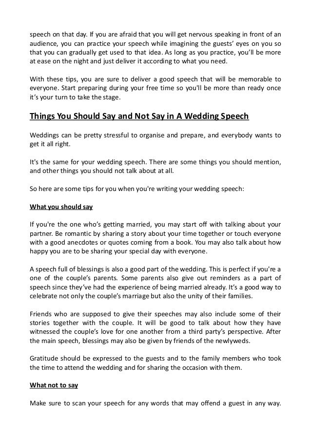 Wedding speech ideas picture