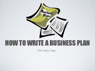 HOW TO WRITE A BUSINESS PLAN
          the easy way...
 