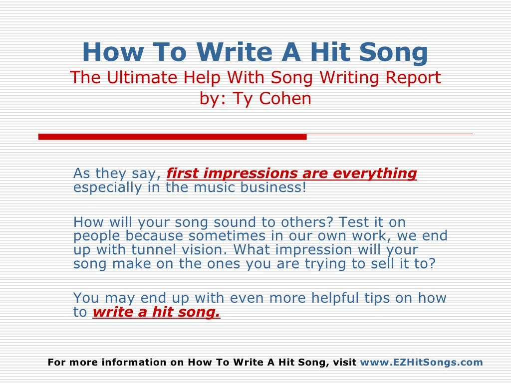 How To Write A Hit Song