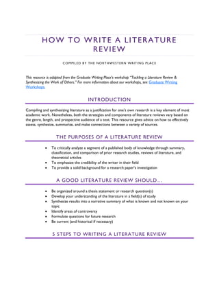 How-to-Write-a-Literature-Review for research | PDF