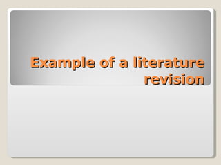 Example of a literature revision 