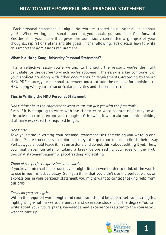 how to write hku personal statement
