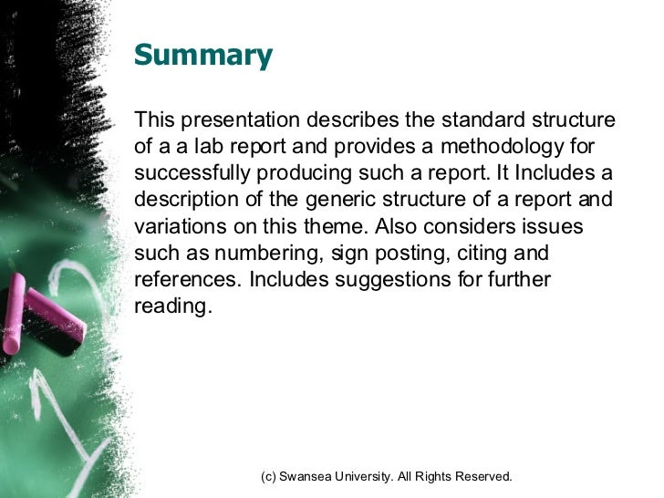 How to write a technical report summary