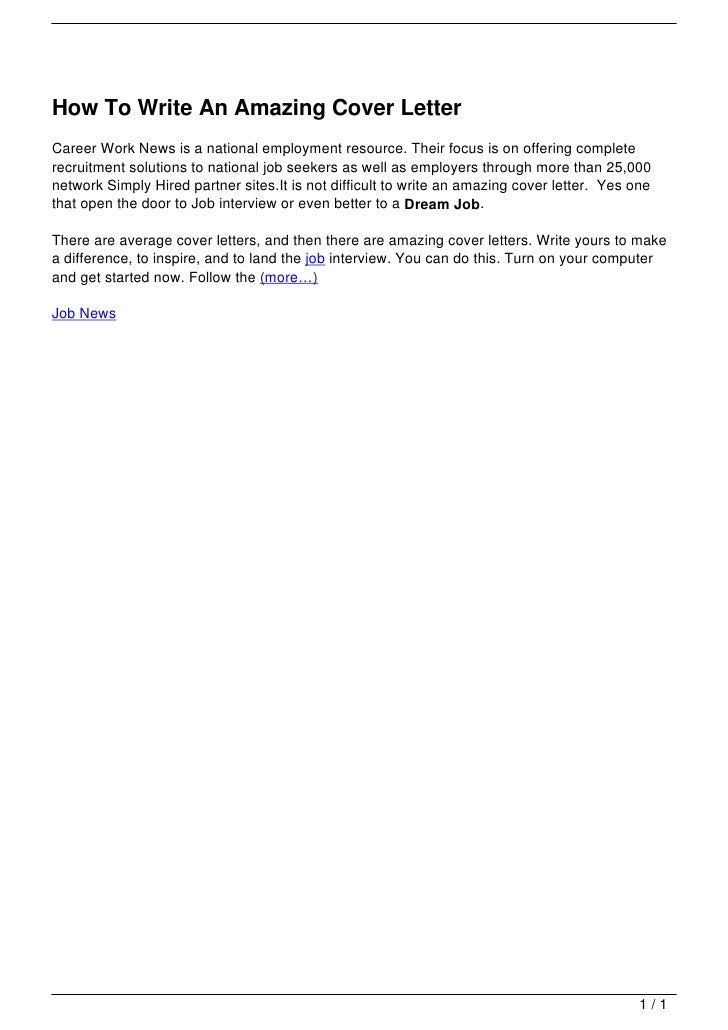 How To Write An Amazing Cover Letter