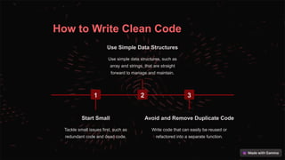 What is clean code? | PPTX | Programming Languages | Computing