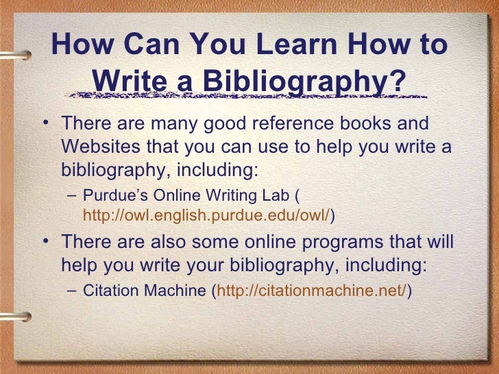 To write a bibliography on website