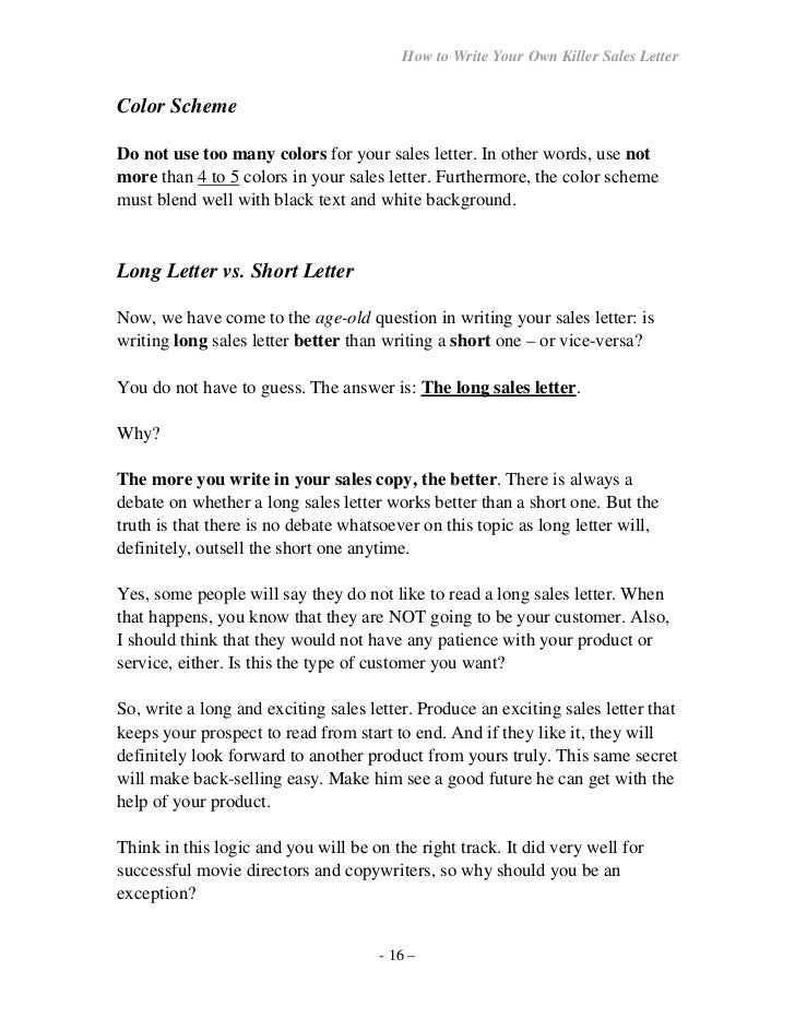 How To Write Your Own Seller Letter