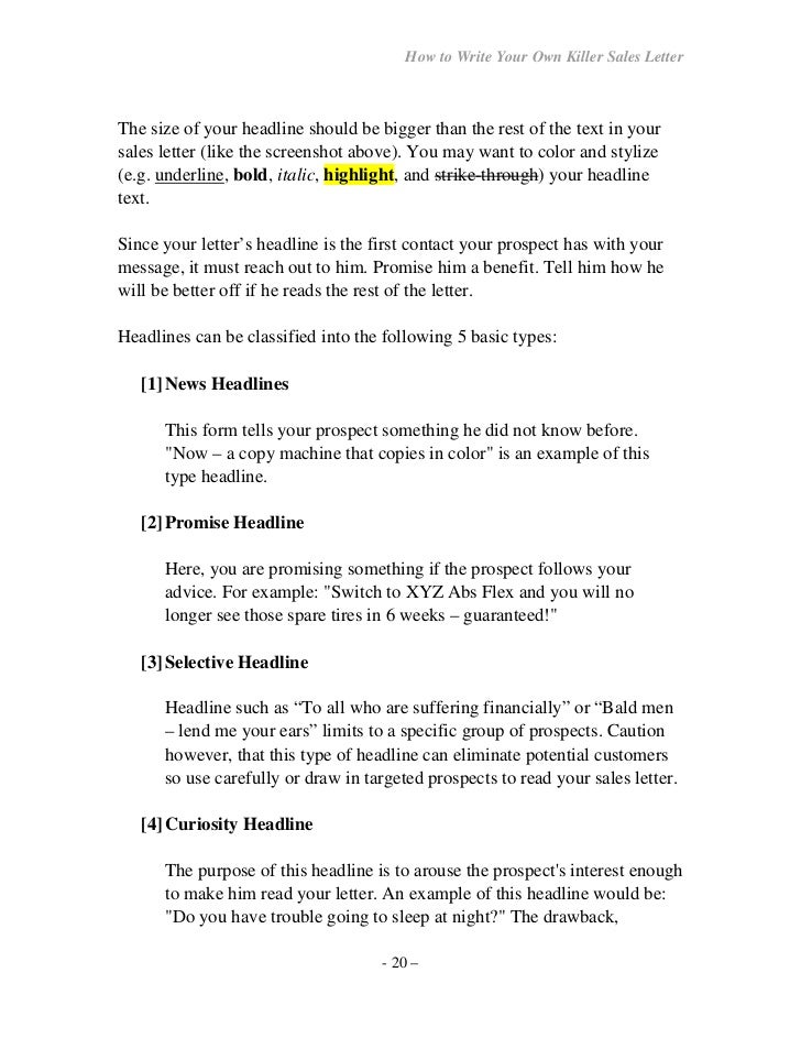 how to write your own seller letter